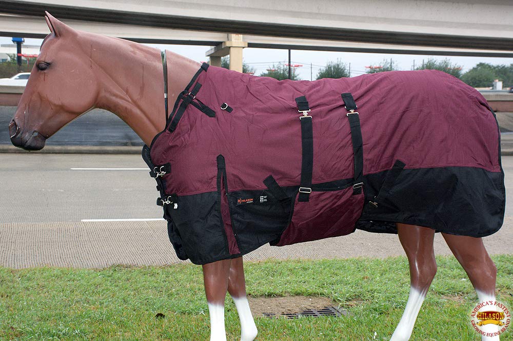 HILASON 1200D Winter Waterproof Horse Blanket with Belly Wrap - Heavy Duty Turnout Blanket for Cold Weather - 70 Inch Warm Horse Coat for Riding & Stable Use