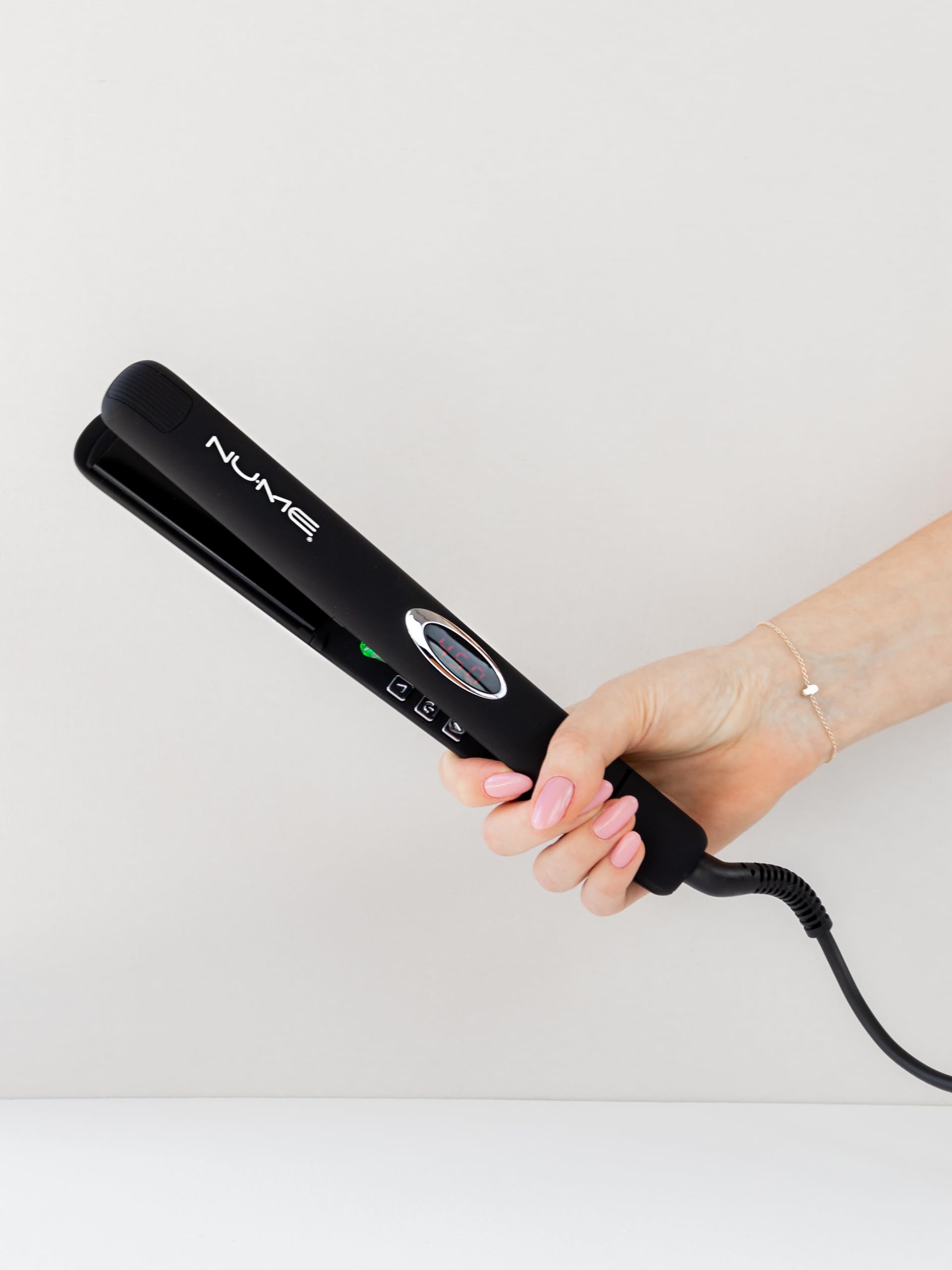 NuMe Megastar 1 Inch Tourmaline Flat Iron Hair Straightener with Floating Plates, Negative Ion Booster & Infrared Light – Ultra Smooth & Shiny for All Hair Types – Perfect for Salon Styling, Home Use & Travel