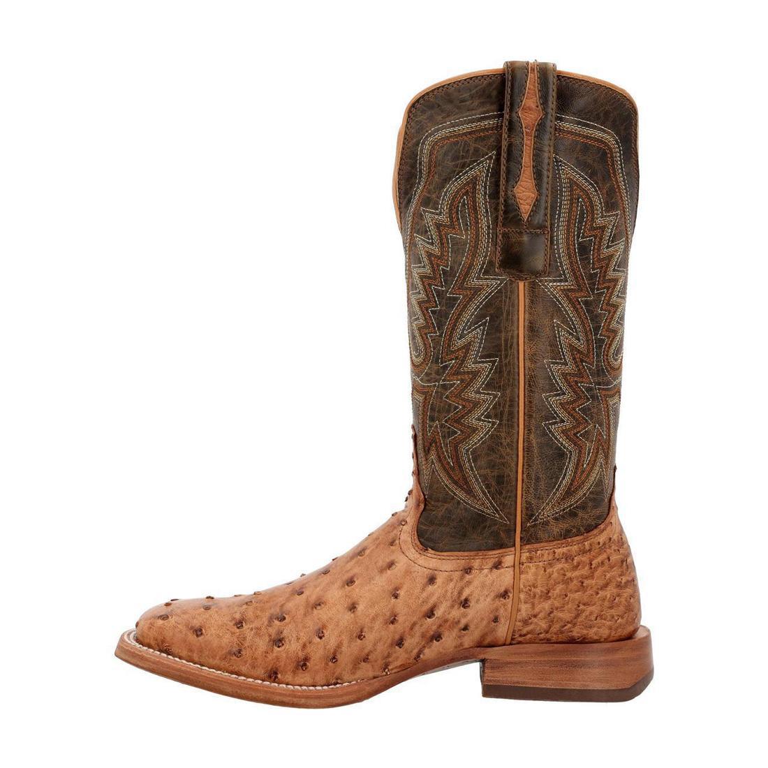 PRCA Collection Full Quill Ostrich Western Boots - Genuine Exotic Leather Cowboy Boots for Men & Women - Vintage Antique Saddle Brown - Perfect for Rodeo, Country Dancing & Western Fashion