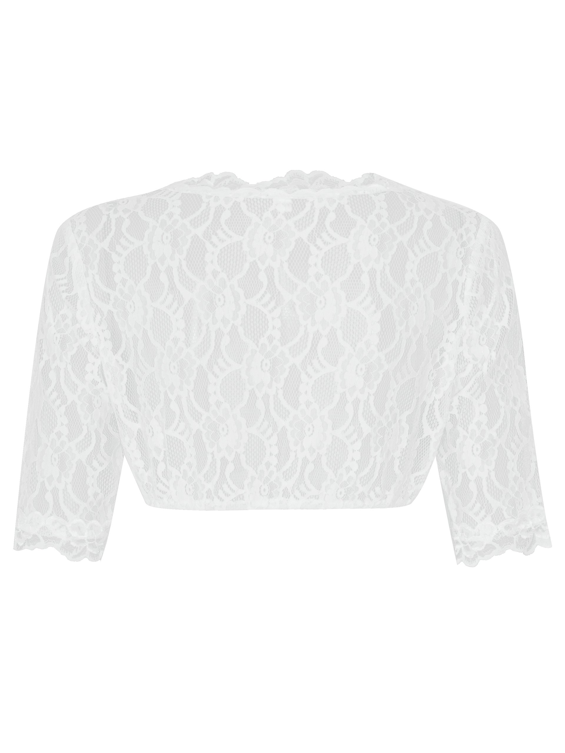 Elegant & Exclusive White Lace Dirndl Blouse by Schöneberger Trachten Couture - Windrose Style for Oktoberfest & Traditional German Costume
