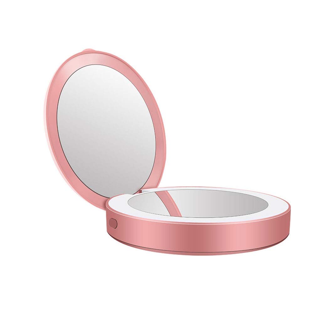 Portable Round HD Makeup Mirror with LED Lights - Folding Travel Cosmetic Mirror for Home & Travel (B Color) | Perfect for Vanity, Dorm, Hotel & On-the-Go Touch Ups