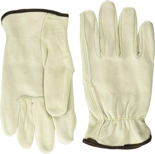 Premium Cowhide Grain Leather Work & Safety Gloves - 1 Pair, Size Large - Durable Driving & Construction Gloves for Men & Women