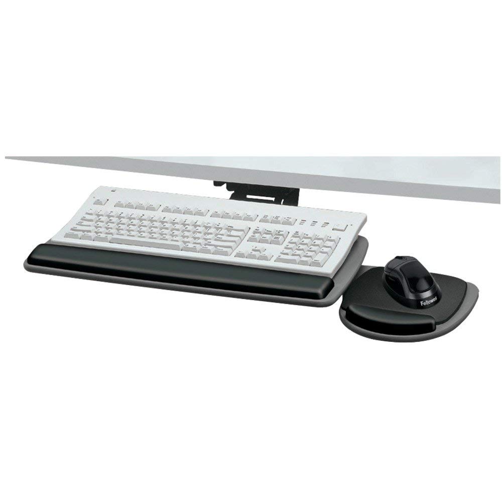 Fellowes Standard Keyboard Tray - TAA Compliant Ergonomic Under Desk Mount - Model FEL93841 for Home Office & Workspace Comfort