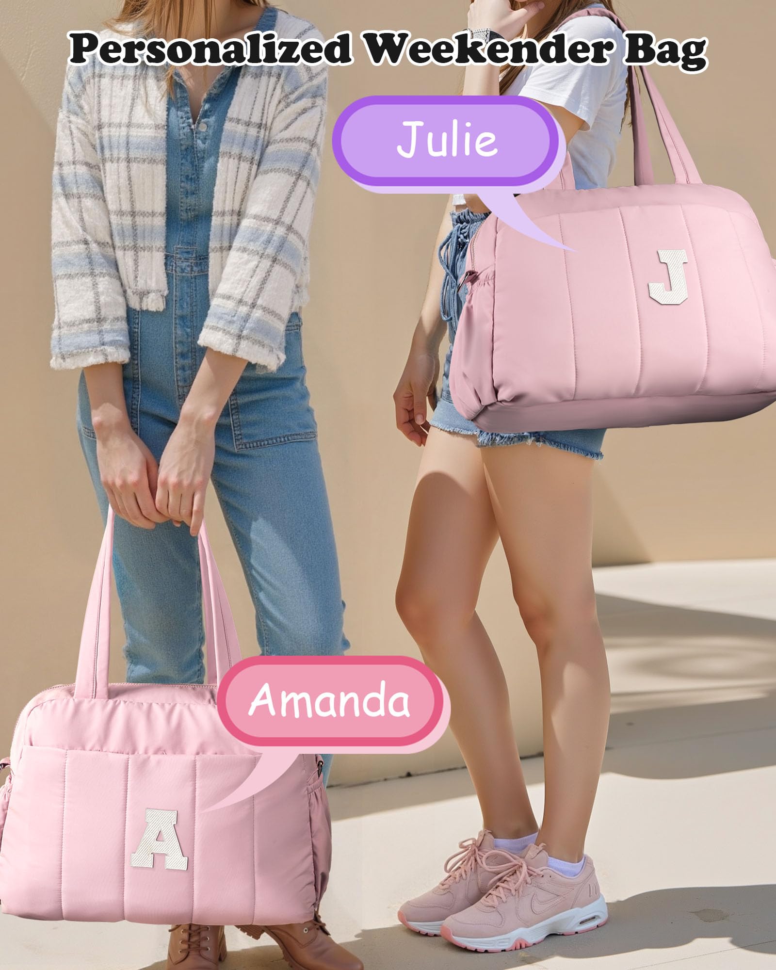 Personalized Monogram Weekender Bag for Women - Custom Initial Duffel Travel Bag with Makeup Pouch | Perfect Gift for Mom, Bride, Friend Birthday | Ideal for Weekend Getaways, Business Trips & Overnight Stays