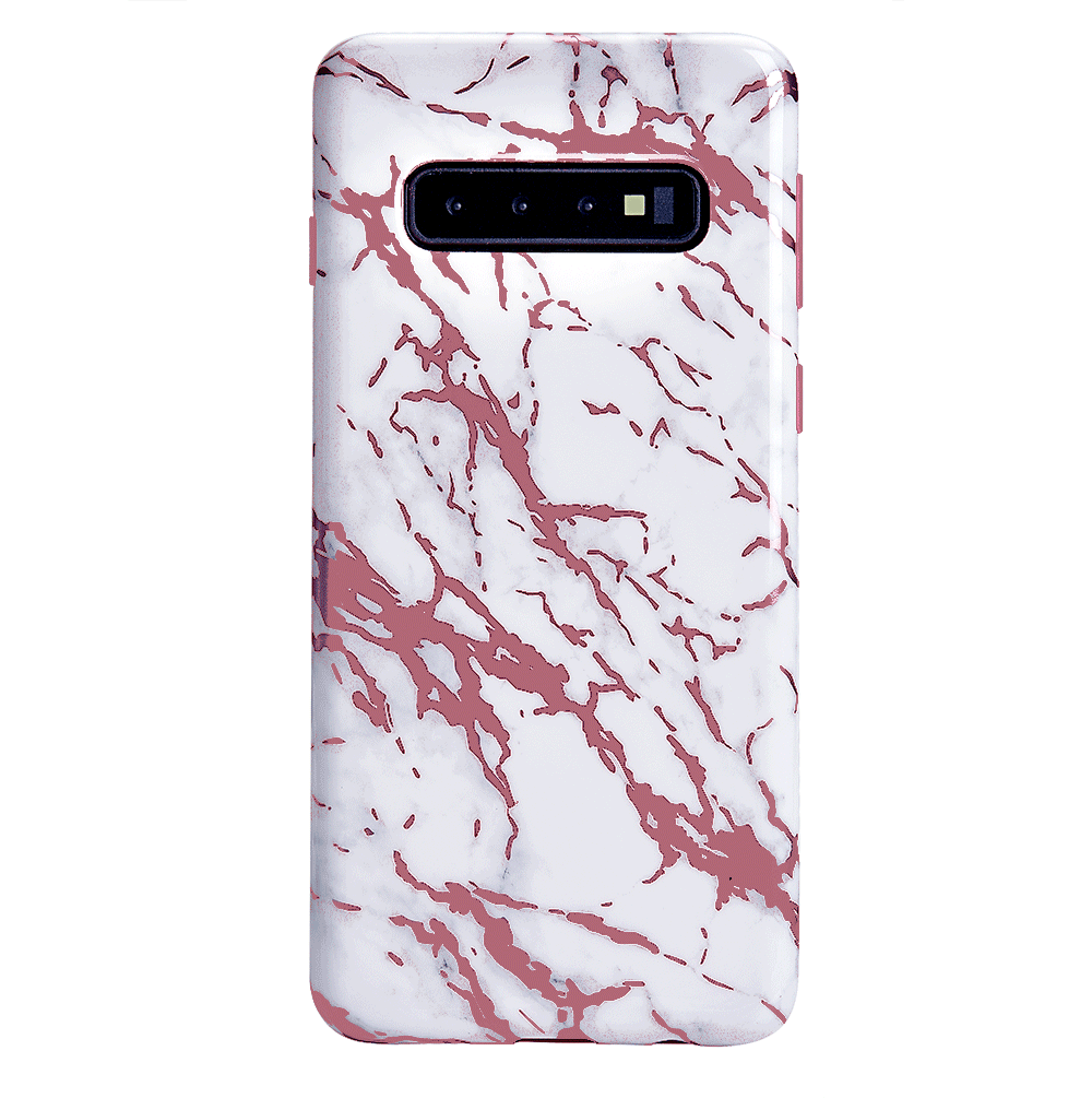 Pink Chrome White Marble Samsung Galaxy Phone Case - Trendy Protective Cover for Everyday Use & Fashion Accessory