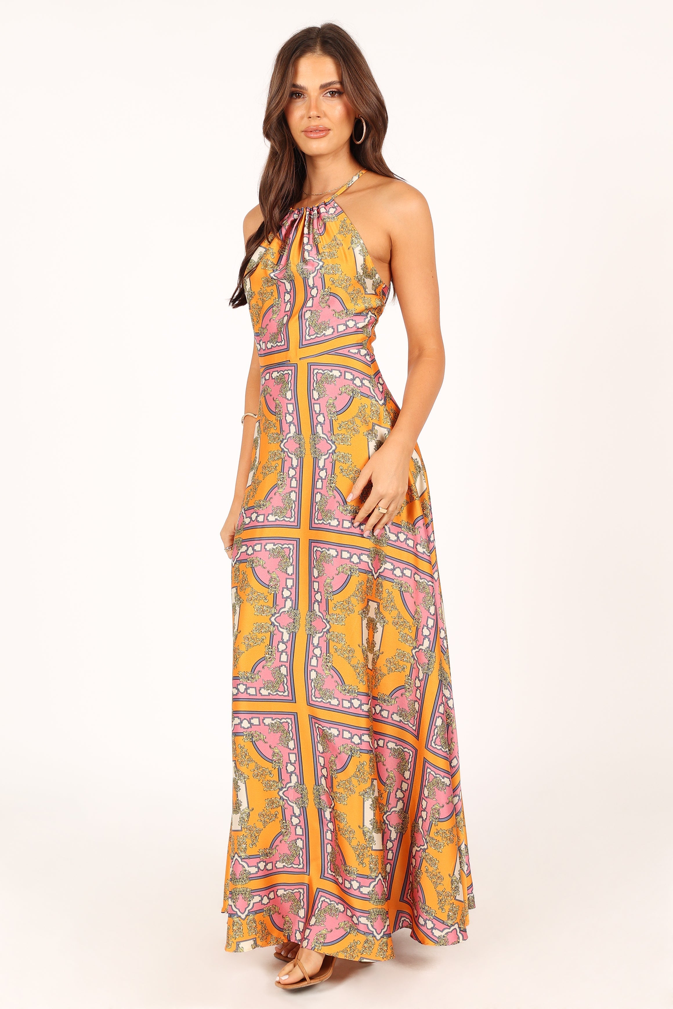 Amara Maxi Dress for Women - Flowy Tangerine Orange Summer Beach Dress with Pockets | Perfect for Vacations, Weddings & Casual Outings