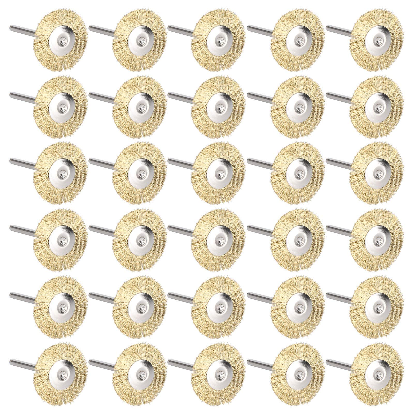 30Pcs Steel Wire Brush Wheel Set - Mini Wire Brush Cup Buffing Wheels for Polishing, Cleaning Rust, Corrosion & Paint Removal - Brass Wire Power Brushes for Metal, Wood & Automotive Surfaces - Perfect for DIY Projects, Workshop & Industrial Use