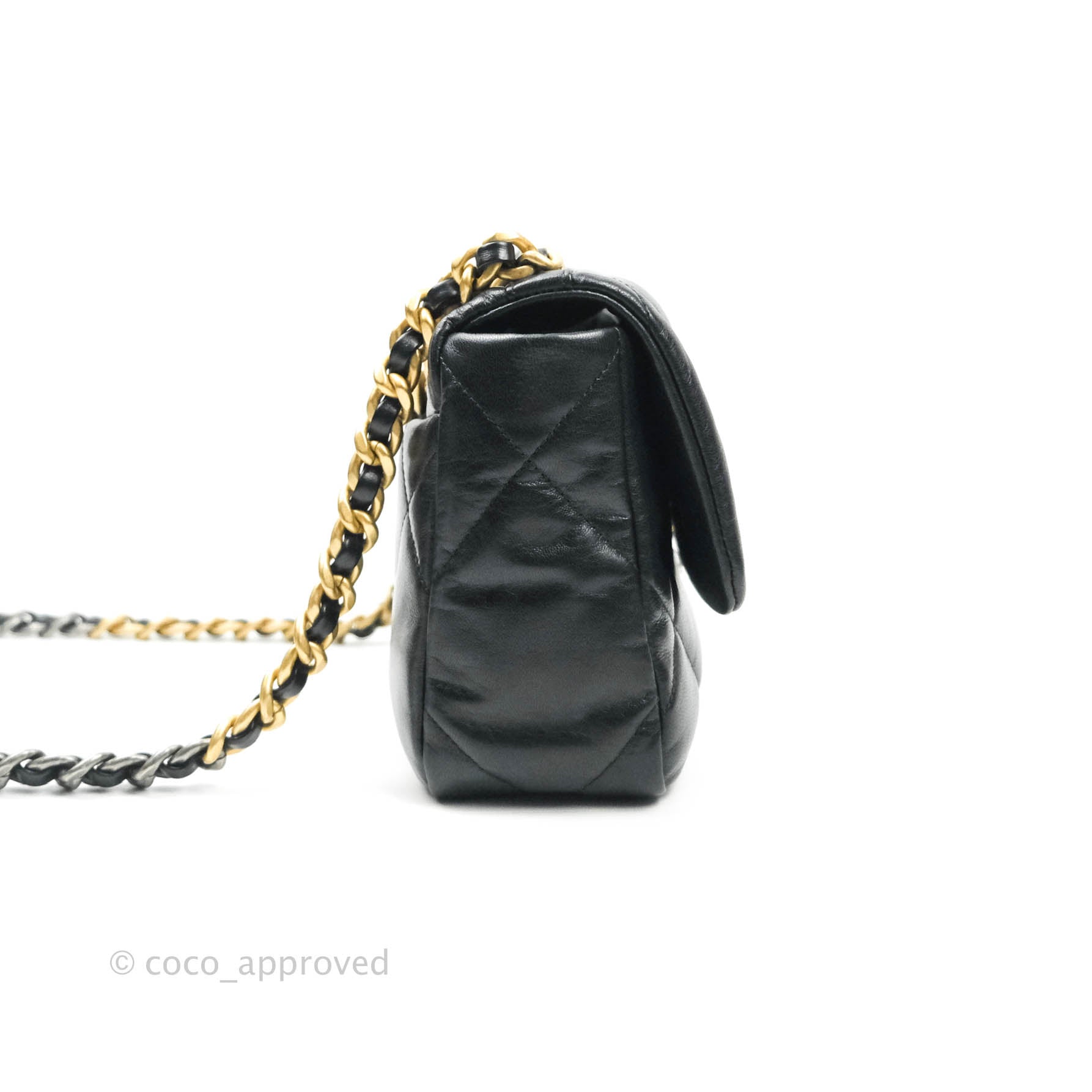 Chanel 19 Small Black Goatskin Mixed Hardware Flap Bag - Luxury Designer Handbag for Women | Perfect for Evening Events, Parties & Special Occasions