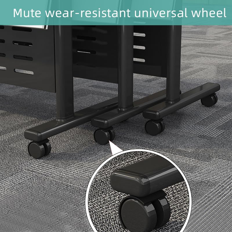 Foldable Conference Table with Wheels - Mobile Training & Seminar Table for Office, Meeting Room, Classroom - White Top & Black Base (47×20×30in) - Perfect for Small Spaces, Quick Setup & Multi-Purpose Use