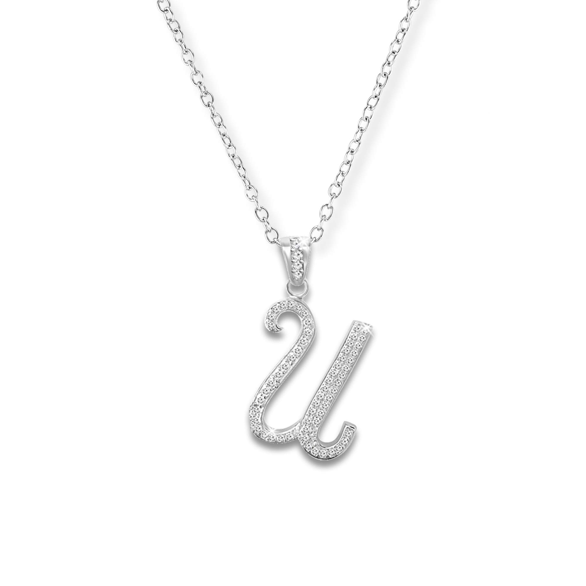Sterling Silver Initial Necklace with CZ - Adjustable Chain for Women | Gift for Her, Friendship Keepsake