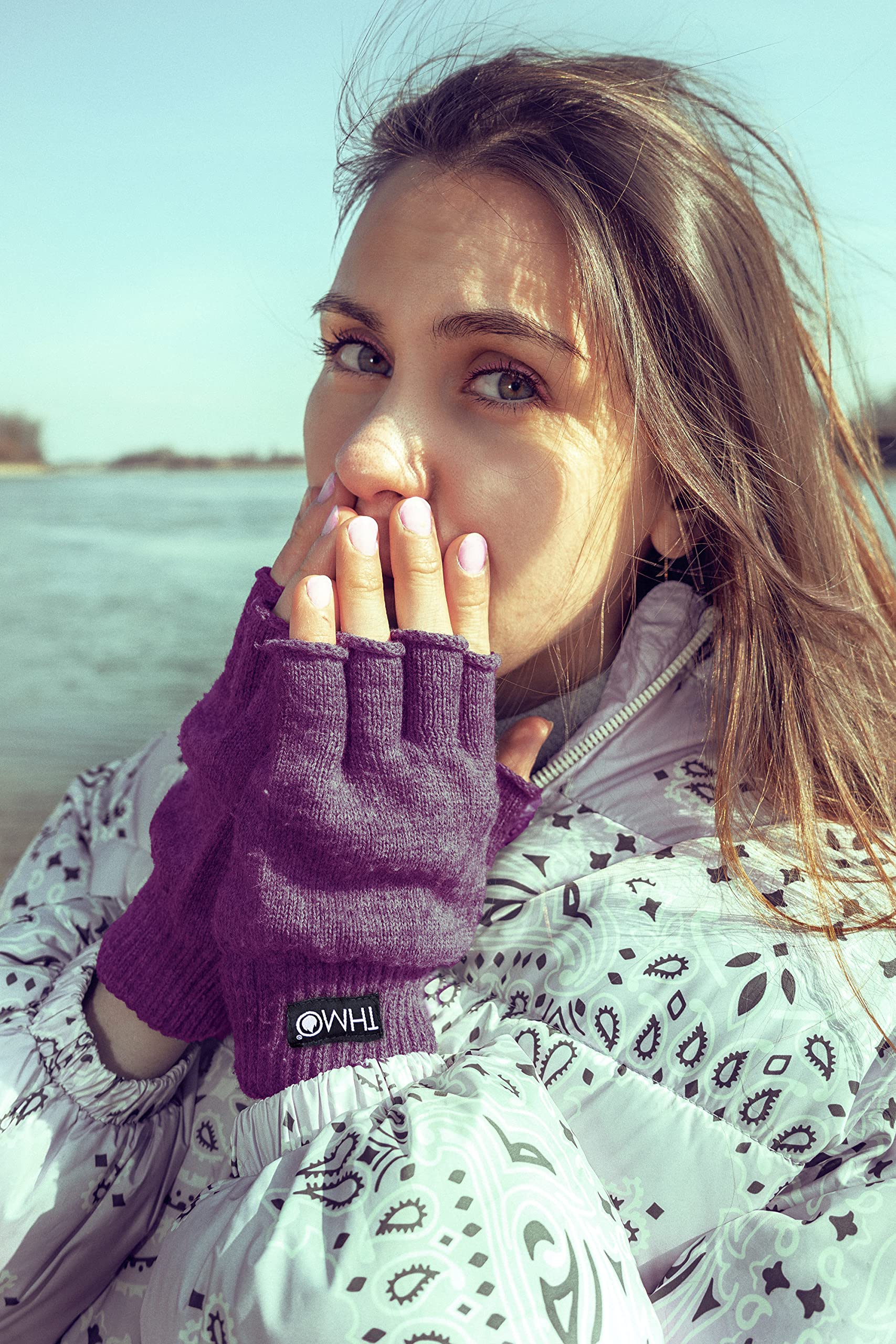 THMO Women's Thermal Fingerless Gloves - Fleece Lined Winter Gloves with Thinsulate Insulation for Cold Weather - Perfect for Typing, Driving & Outdoor Activities