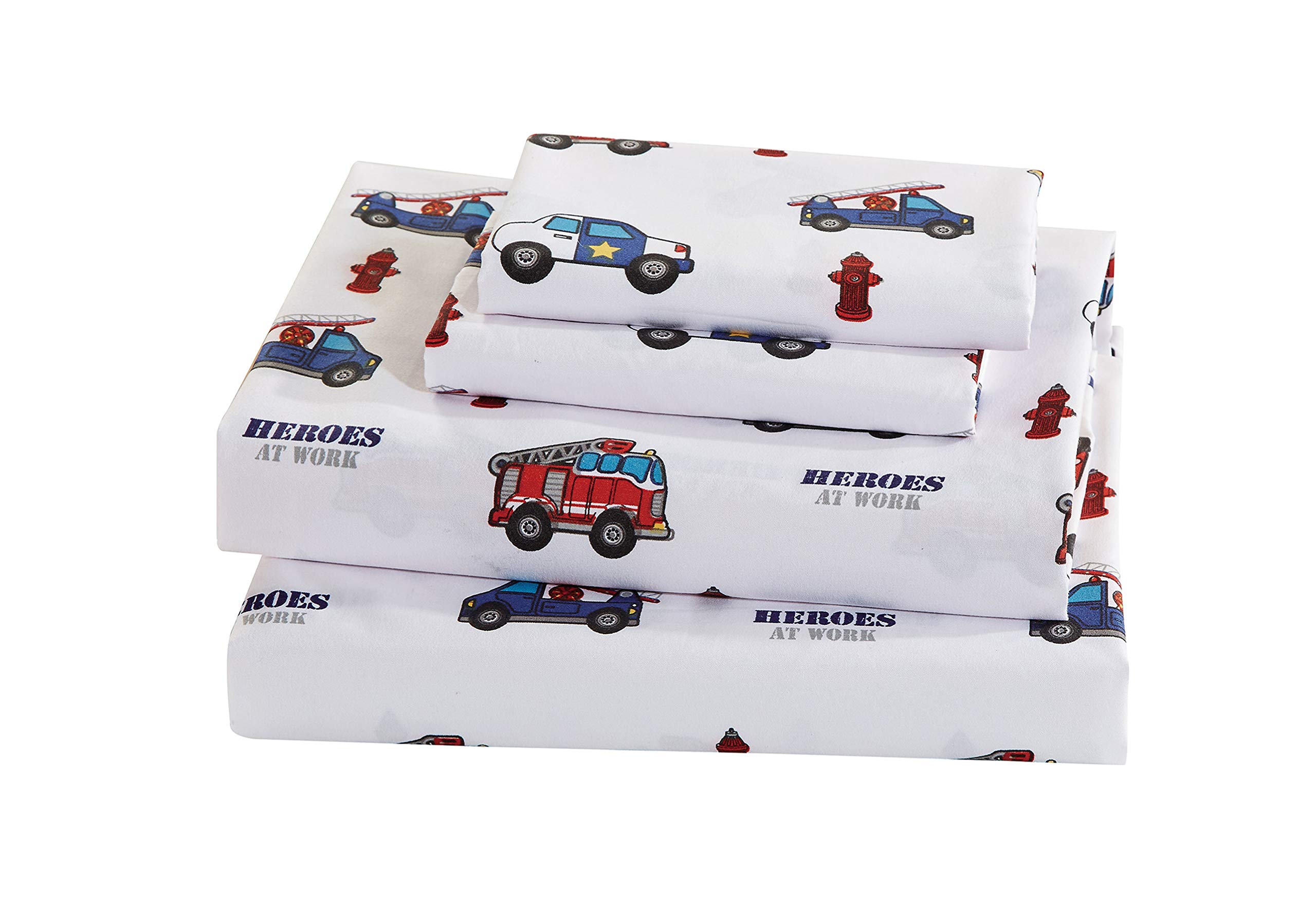 Kids Comforter Set - Firefighter, Police Car, Ambulance & Fire Truck Themed Bedding in Navy Blue, Red, White & Grey | Perfect for Boys' & Girls' Bedrooms, Daycare or Themed Birthday Parties