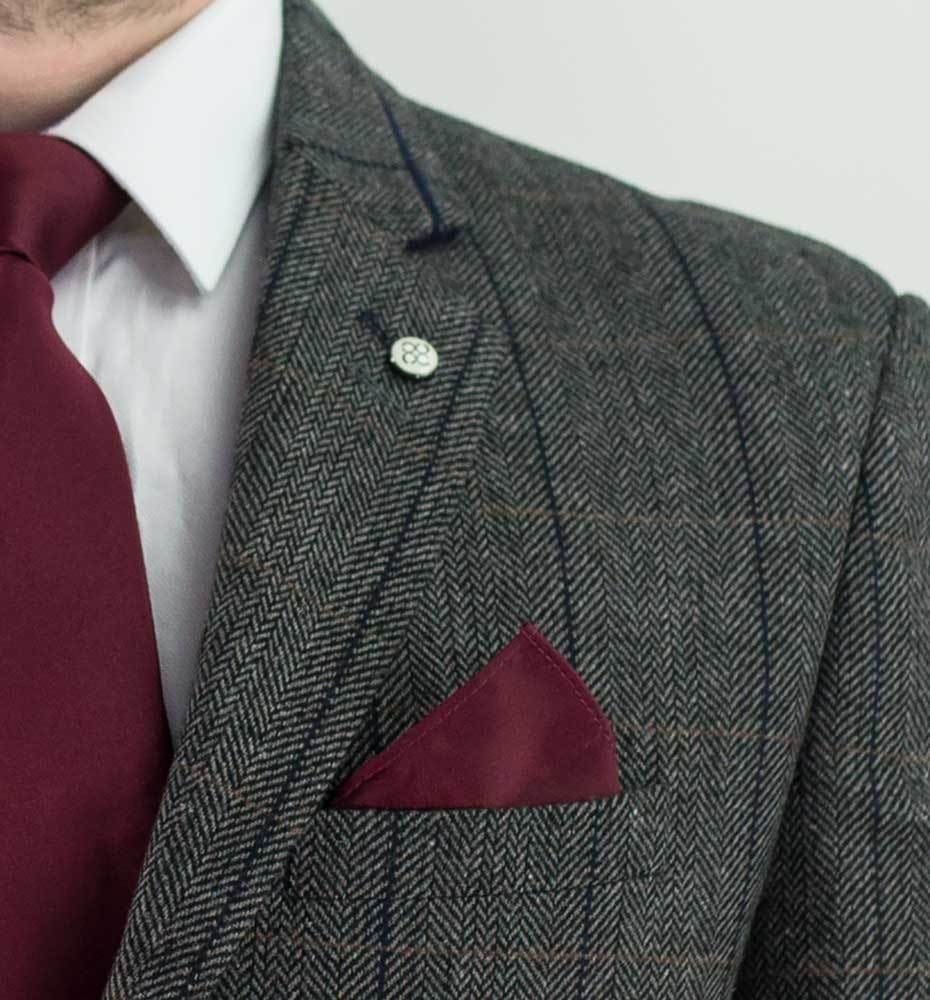 Cavani Albert Men's Grey Slim Fit Tweed Style Jacket - Classic Casual Blazer for Office, Wedding & Formal Events