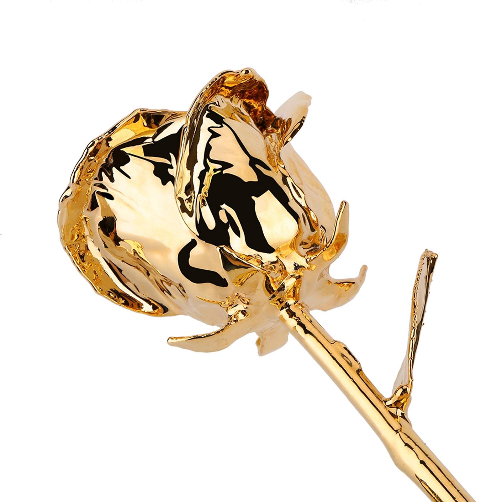 24K Gold Plated Rose Ornaments - Elegant Clear Lines Flower Decor for Home, Wedding, Anniversary Gifts & Luxury Collection Display