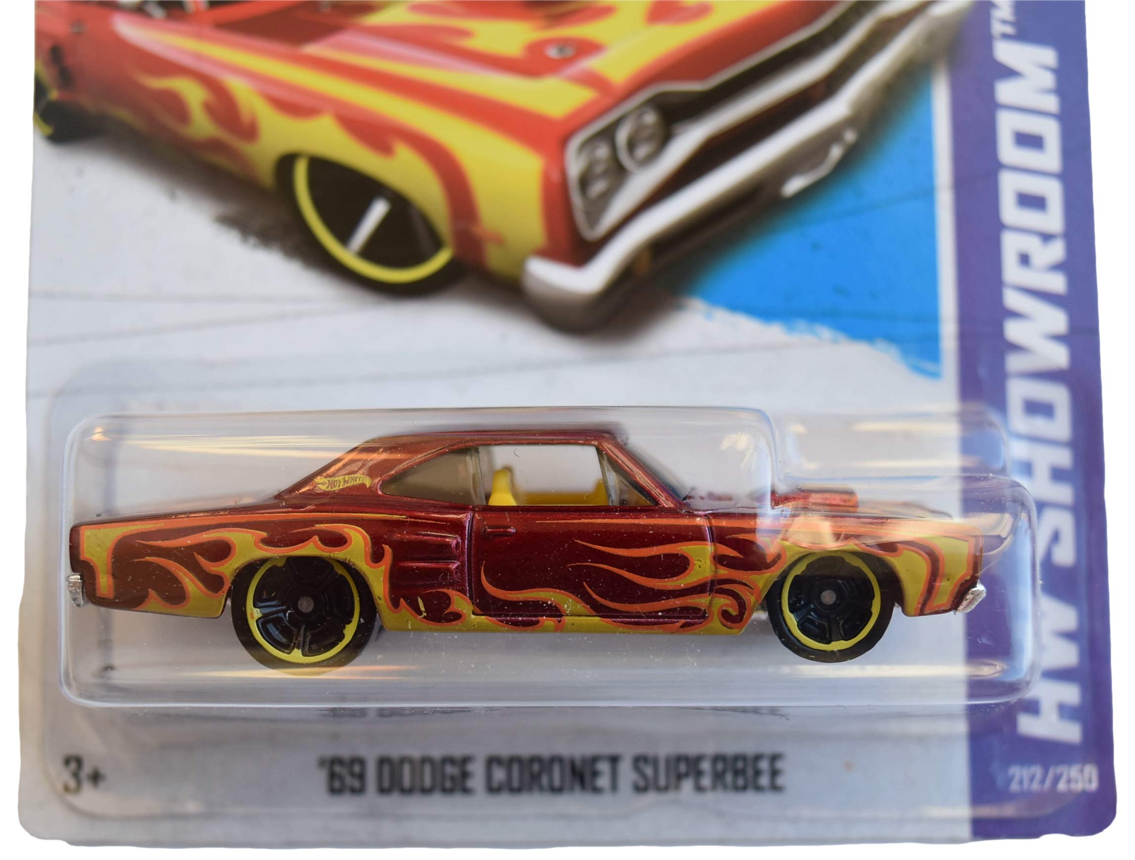 Hot Wheels '69 Dodge Coronet Superbee Diecast Car - Red with Flames Collectible Model (212/250 Limited Edition) - Perfect for Collectors, Display Cases, and Gift Giving