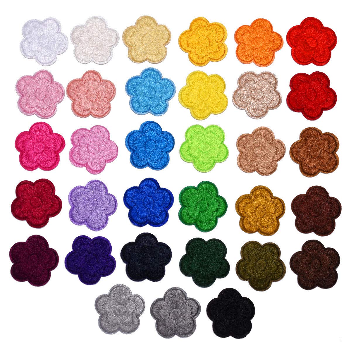 33PCS Small Garden Flower Iron-On Embroidered Patches - Floral Turnera Sew-On Appliques for Clothing, Jackets, Backpacks & Shoes - DIY Repair & Decoration Embellishments (Multi-Color) - Perfect for Crafts, Costumes & Fashion Accessories