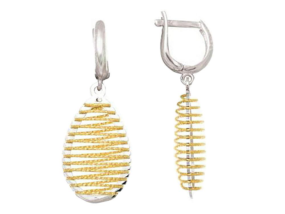 Sterling Silver Yellow Finish Shiny Cut Bird's Nest Teardrop Earrings for Women - Elegant Dangle Drop Ear Jewelry for Party, Wedding & Everyday Wear