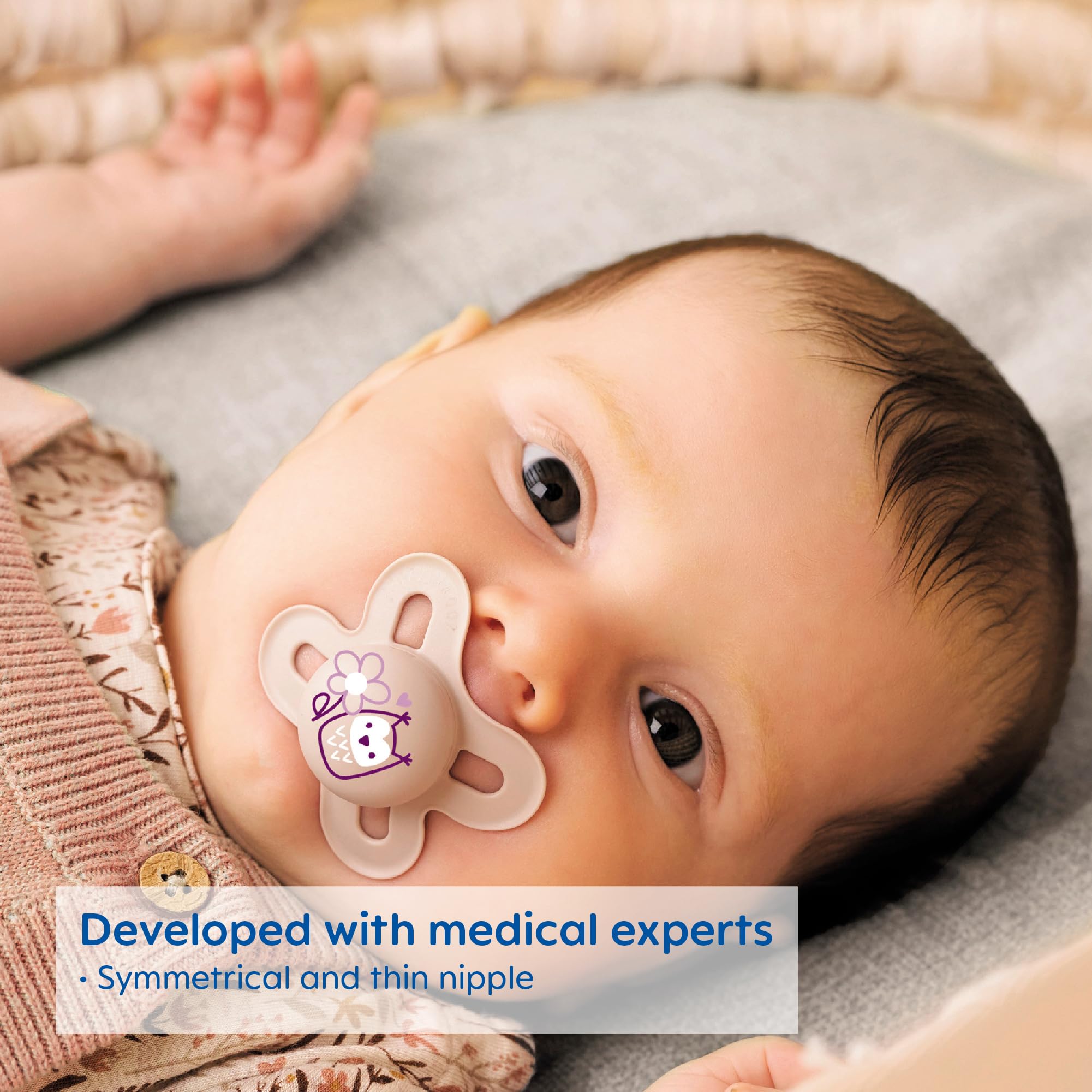 MAM Original Start Matte Baby Pacifiers for Newborns 0-3 Months - BPA-Free Silicone Nipple, Easy to Clean, Doctor-Recommended, 2-Pack with Sterilizer Case - Perfect for Soothing, Travel & Daycare Use