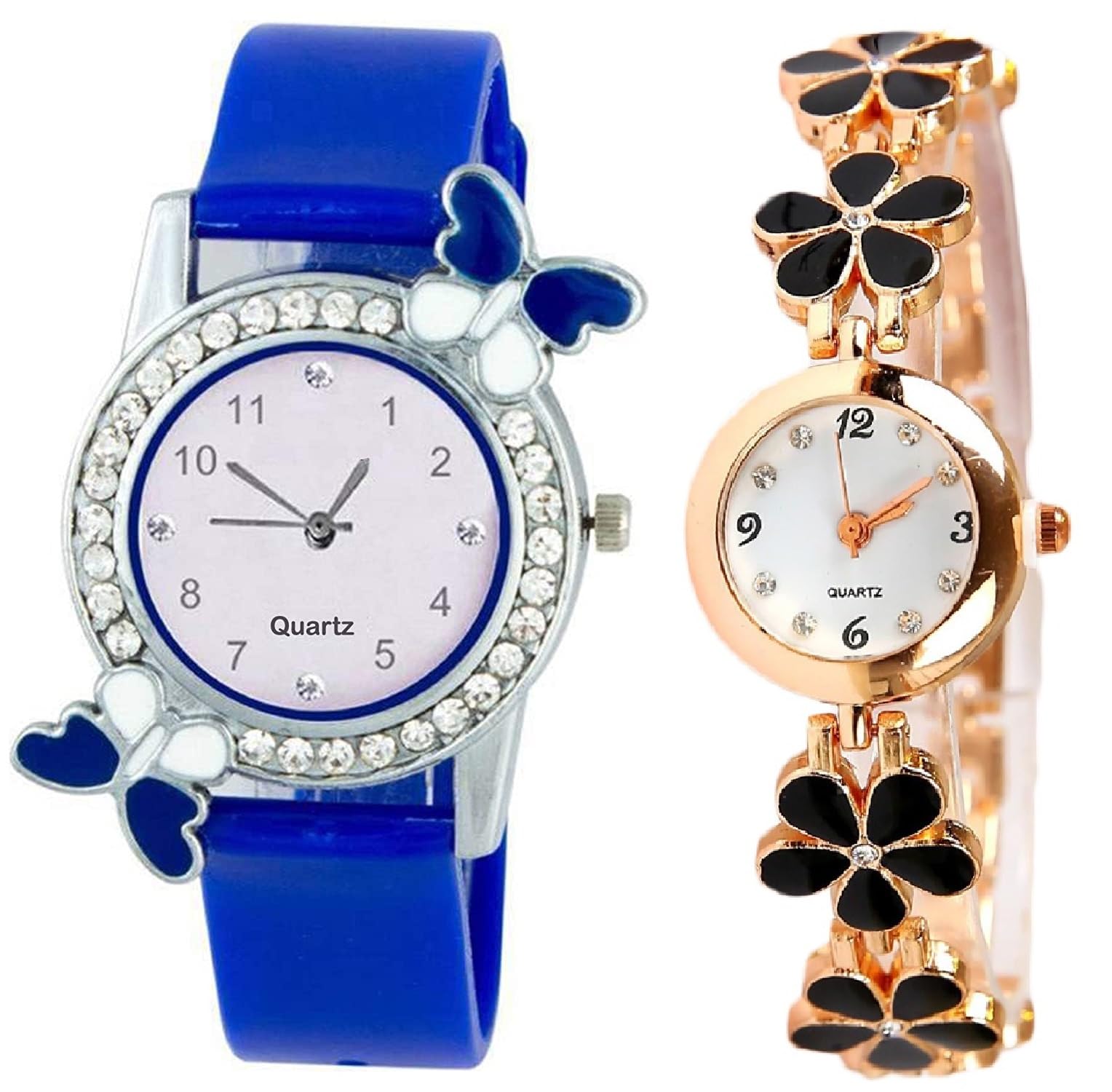 LAKSH Flower Watch Combo for Kids, Girls & Women - Stylish Floral Design Wristwatch (SR-593 AT-593) | Perfect Gift for Birthdays, Parties & Everyday Wear