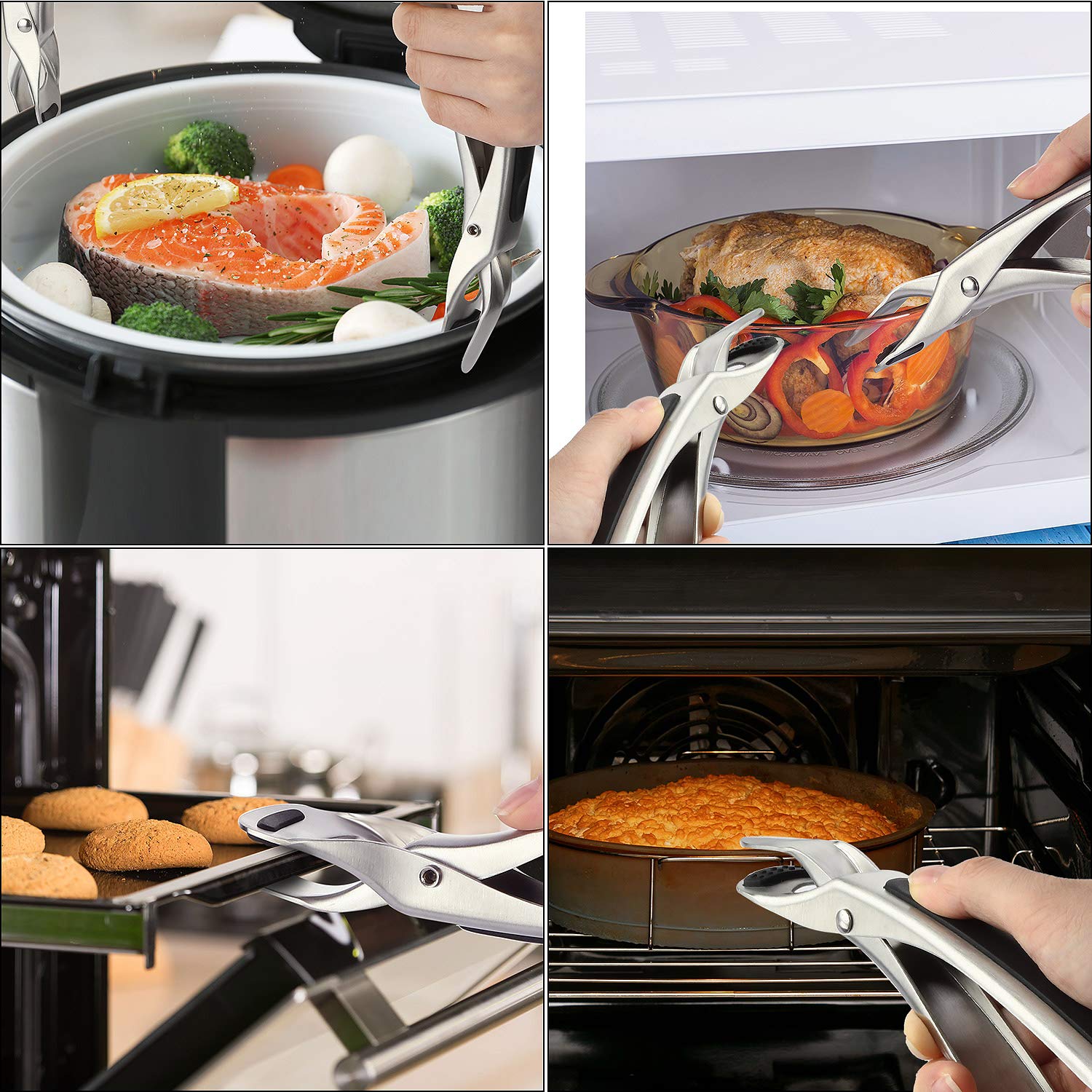SOLEADER Plate Gripper for Instant Pot, Air Fryer & Hot Bowls - 2 Pack - Safe Microwave, Toaster Oven & Steamer Accessories - Perfect for Egg Custard, Jidangeng & Hot Dish Handling