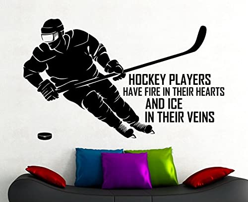Hockey Wall Sticker Sports Vinyl Decal - Durable Bedroom, Nursery, Dorm Room Decor - Sport Room Wall Art for Kids and Adults