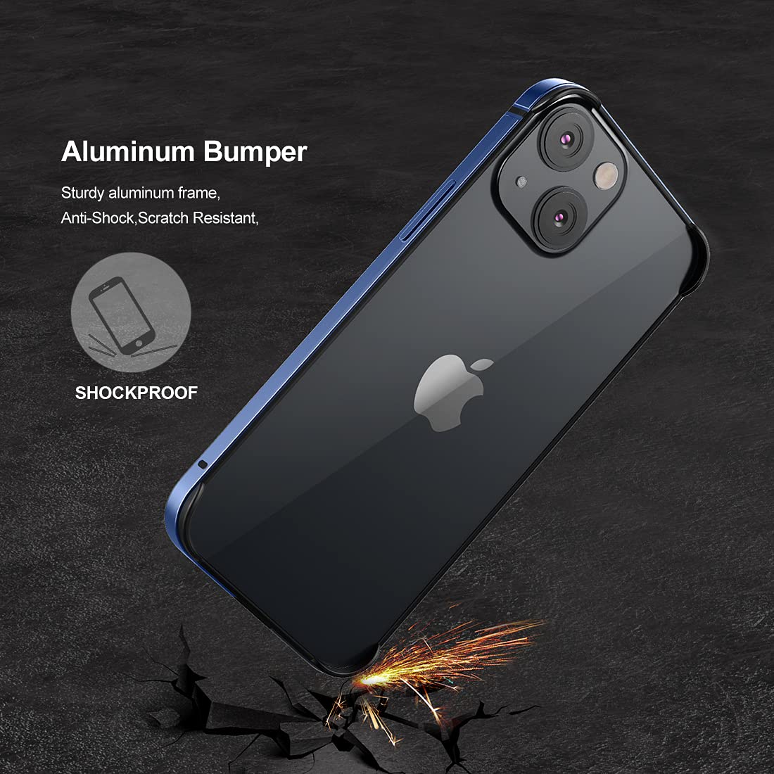Eastcoo Ultra Slim Thin Phone Case for iPhone 13 Mini 5.4 Inch - Metal Bumper with Soft TPU Inner Shell | No Signal Interference | Wireless Charging Compatible | Blue | Perfect for Everyday Use, Travel & Business Meetings