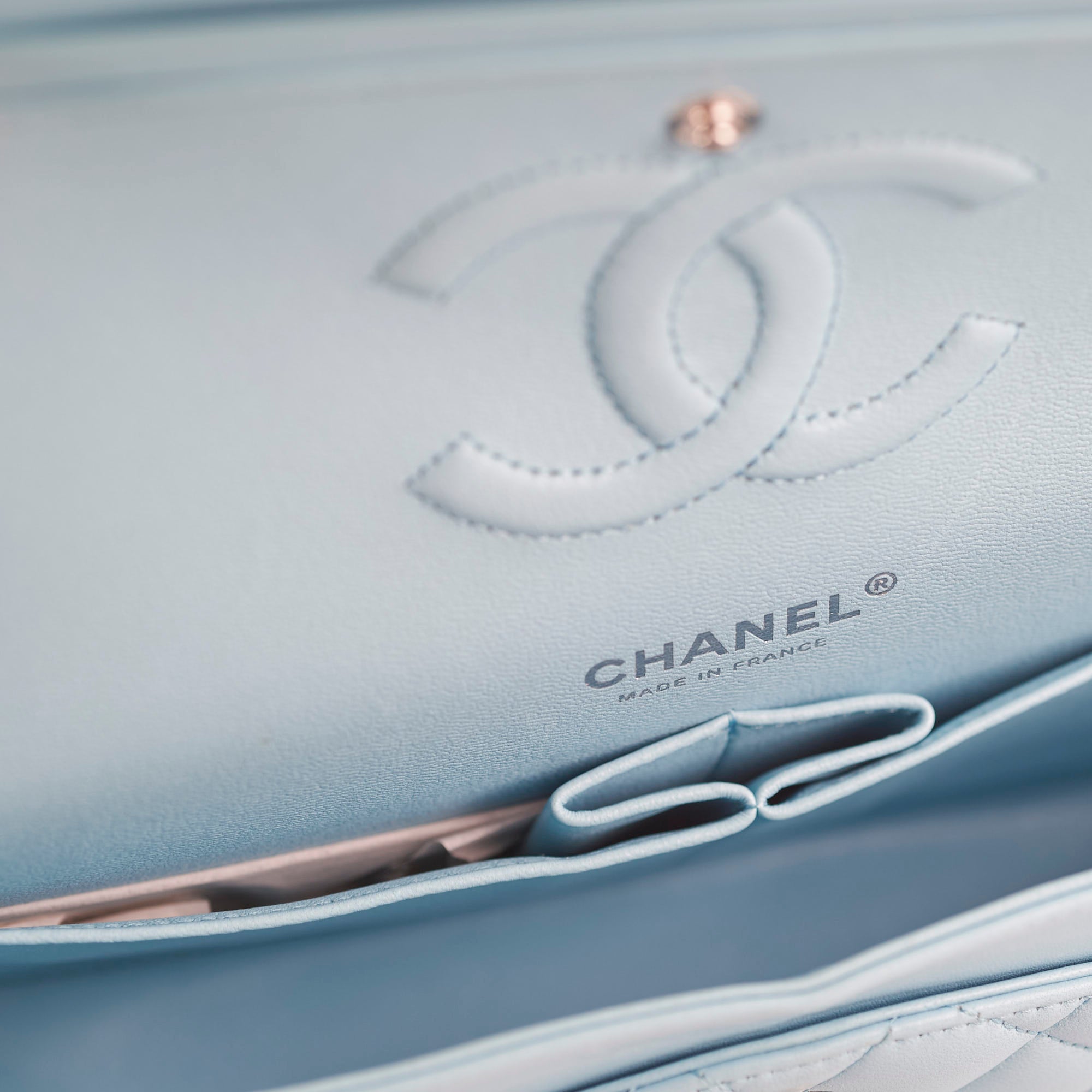 Chanel Classic Flap Bag Medium/Large Size - Light Blue Caviar Leather with Gold Hardware | Series 31 | Luxury Handbag for Women, Perfect for Parties, Weddings & Special Occasions