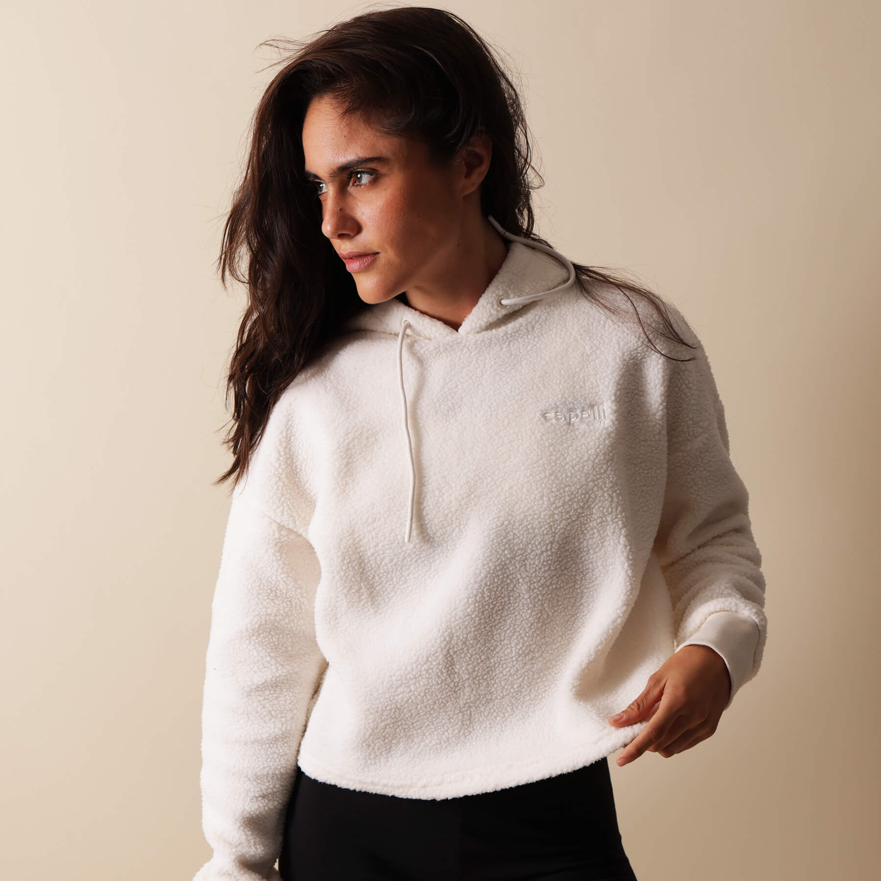 Women's Sherpa Cropped Pullover Hoodie - Soft Fleece Winter Sweatshirt for Casual Wear & Outdoor Activities