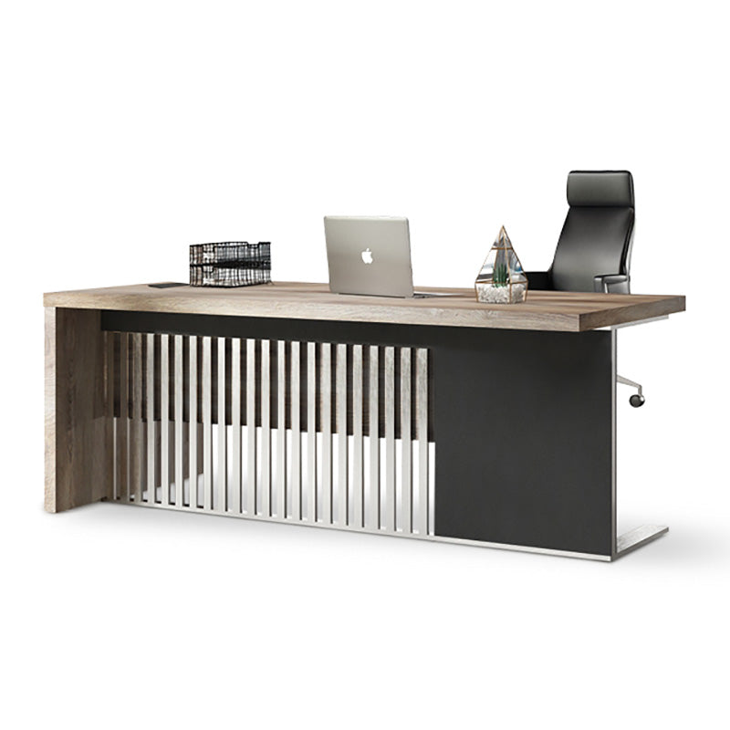 AFTAN 180cm Executive Desk with Pedestal & Right Mobile Return - Warm Oak & Black Finish - Modern Home Office Furniture for Professionals & Remote Work