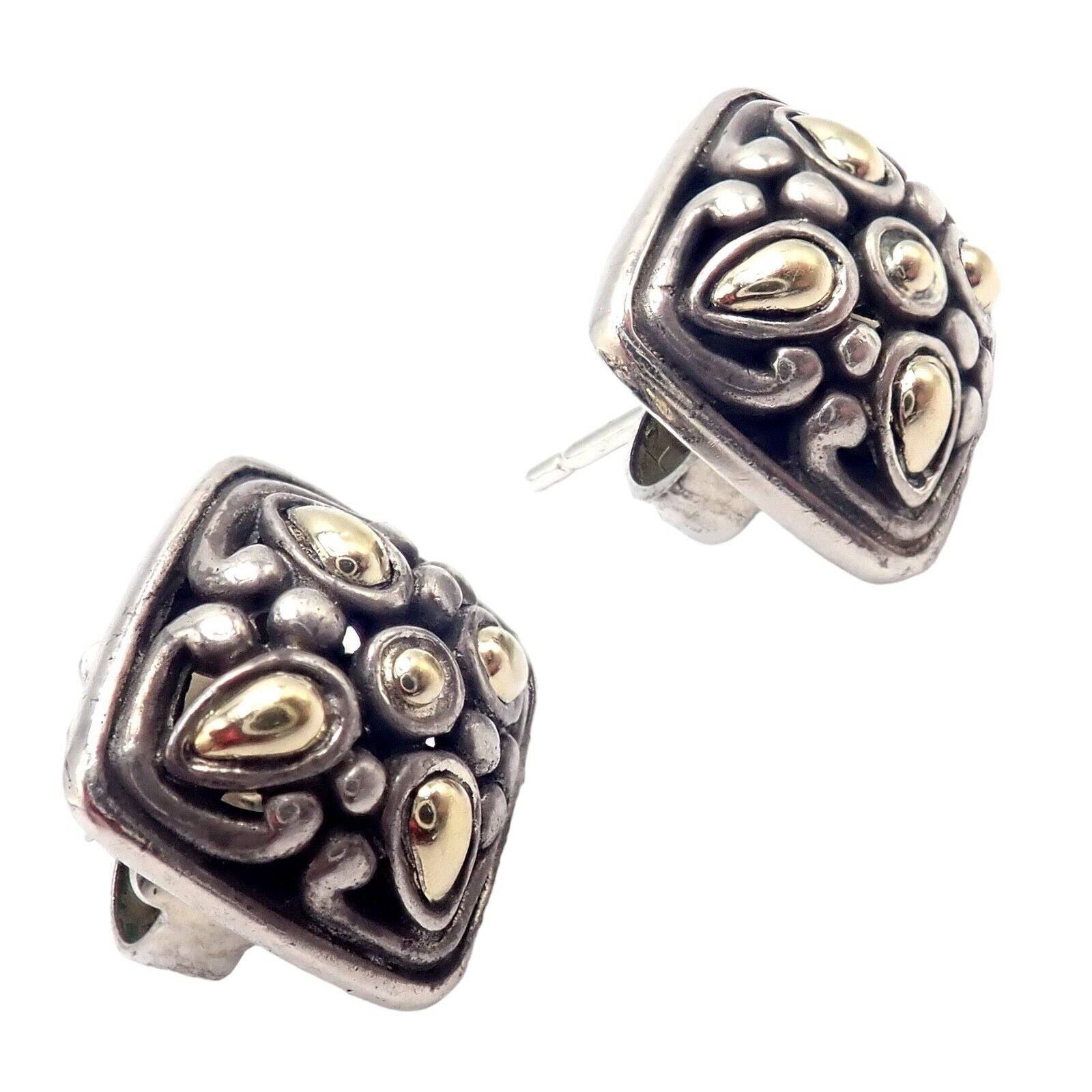 John Hardy JH Silver 18k Yellow Gold Jaisalmer Classic Dot Stud Earrings for Women - Luxury Handmade Jewelry Gift for Birthday, Anniversary & Special Occasions