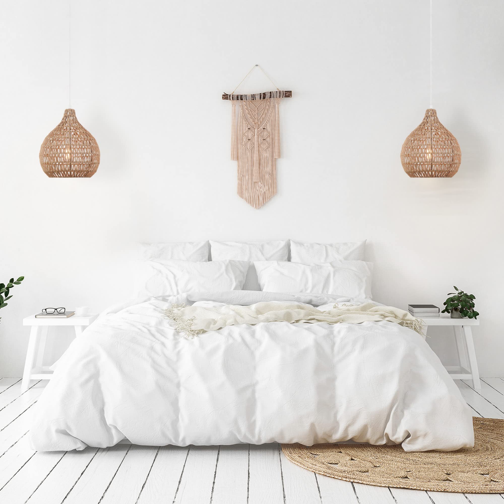 Globe Electric 65703 Tika 1-Light Pendant Lighting Fixture - Natural Blonde Twine Shade for Kitchen Island, Dining Room, or Bedroom Decor