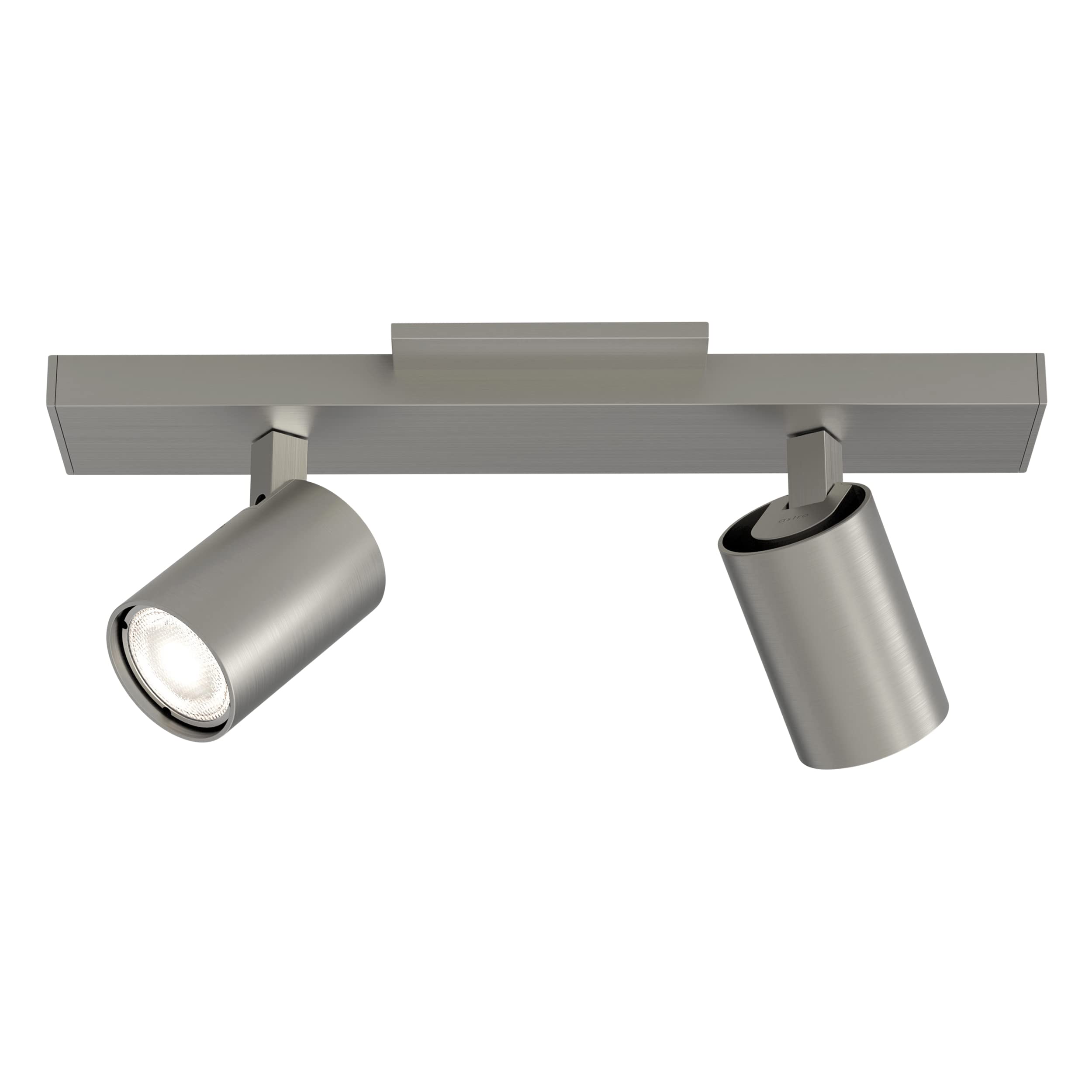 Astro Ascoli Twin Modern Dimmable Flush Mount Spotlight Fixture - 2 Adjustable LED Lights in Matte Nickel for Living Room, Bedroom & Hallway Lighting