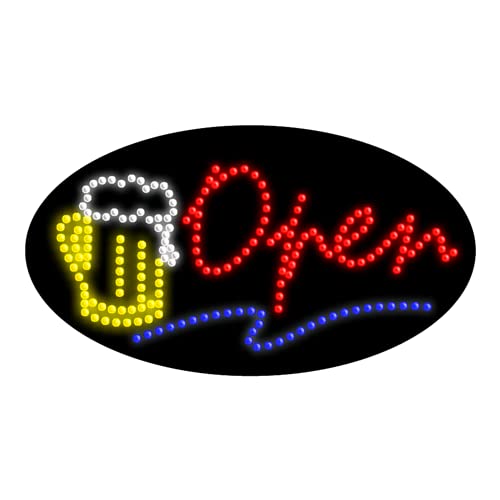 Vintage Beer Bar Open LED Neon Sign #24396 - Retro Pub Decor for Bars, Restaurants & Man Caves