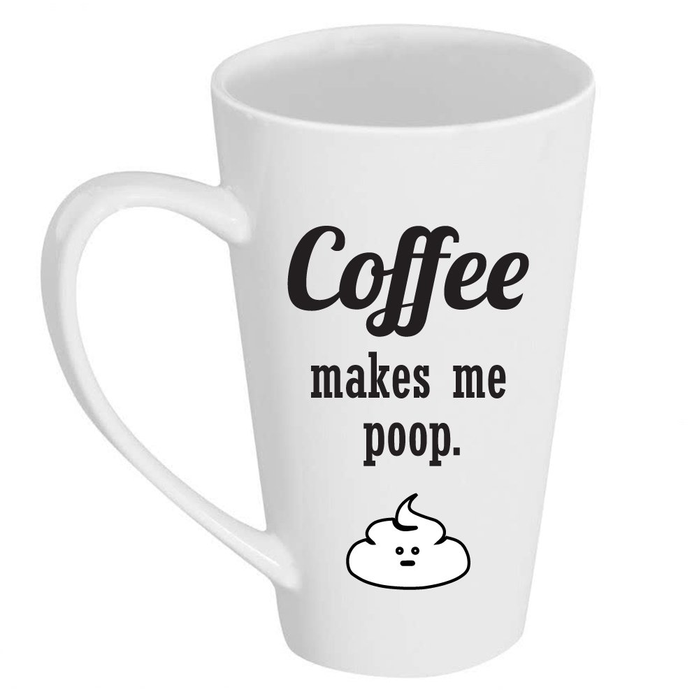 Abby Smith 'Coffee Makes Me Poop' 17 oz Funny Coffee Mug - Perfect Gift for Coffee Lovers & Humor Fans at Home or Office
