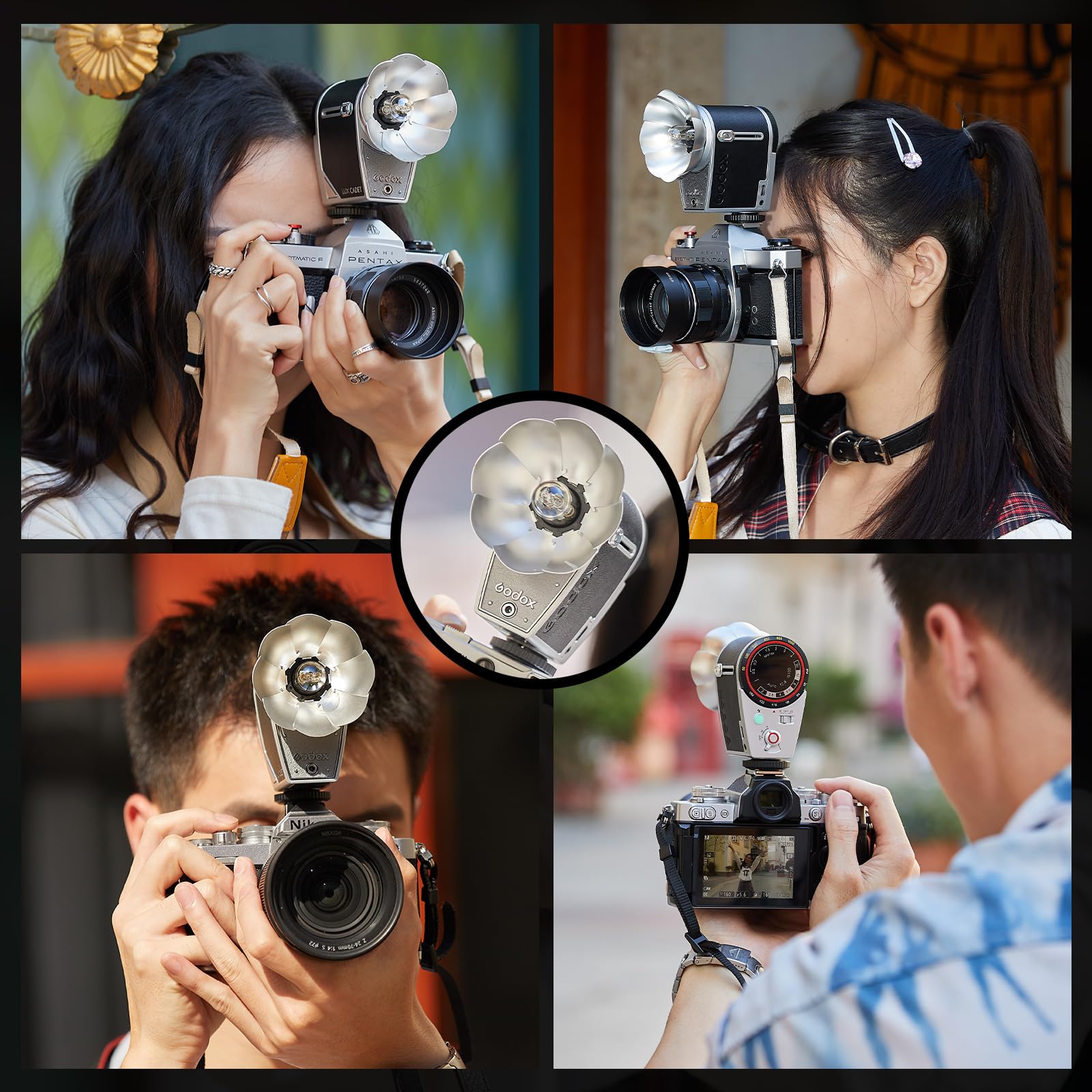 GODOX Lux Cadet Retro Camera Flash - 6200K±300K GN10 with 7 Power Levels, Auto & Manual Modes for Canon Nikon Sony Fuji Olympus DSLR - Perfect for Portrait, Wedding & Event Photography