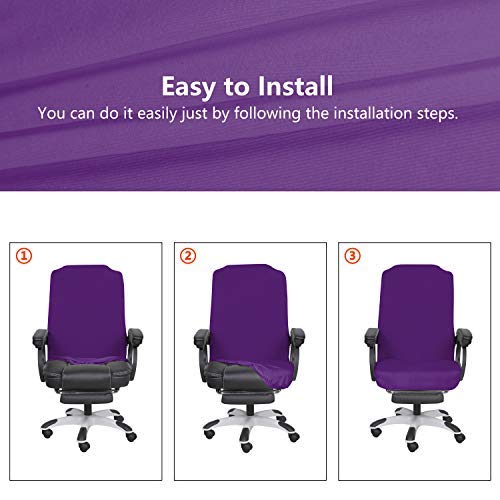 SARAFLORA Purple Office Chair Cover Medium - Removable Washable Zippered Computer Chair Protector for Pets, Universal Fit for Rotating Desk Chairs - Perfect for Home Office, Gaming & Workspaces