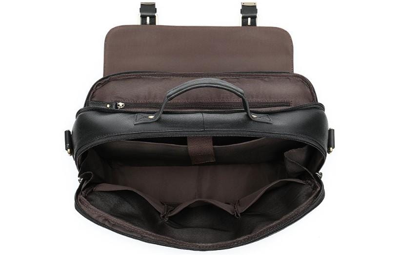 Premium Black Leather Messenger Bag for Men & Women - Stylish Shoulder Bag for Work, Travel & Daily Commute