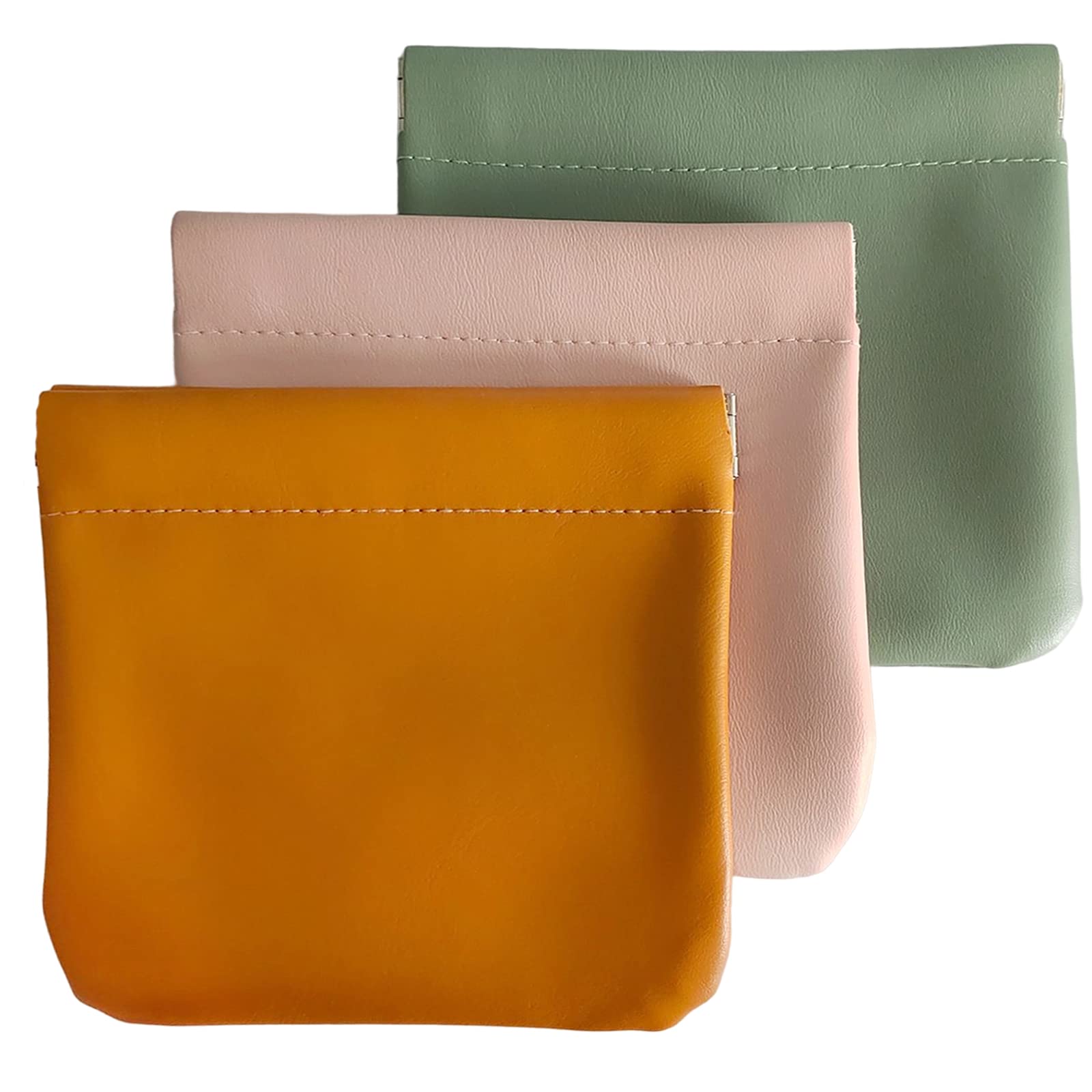 ALUXY Waterproof Leather Self-Closing Travel Makeup Pouch - Portable Cosmetic Bag for Women, No Zipper Squeeze Design, Modern & Simple - Perfect for Travel, Gym, and Everyday Essentials Organization