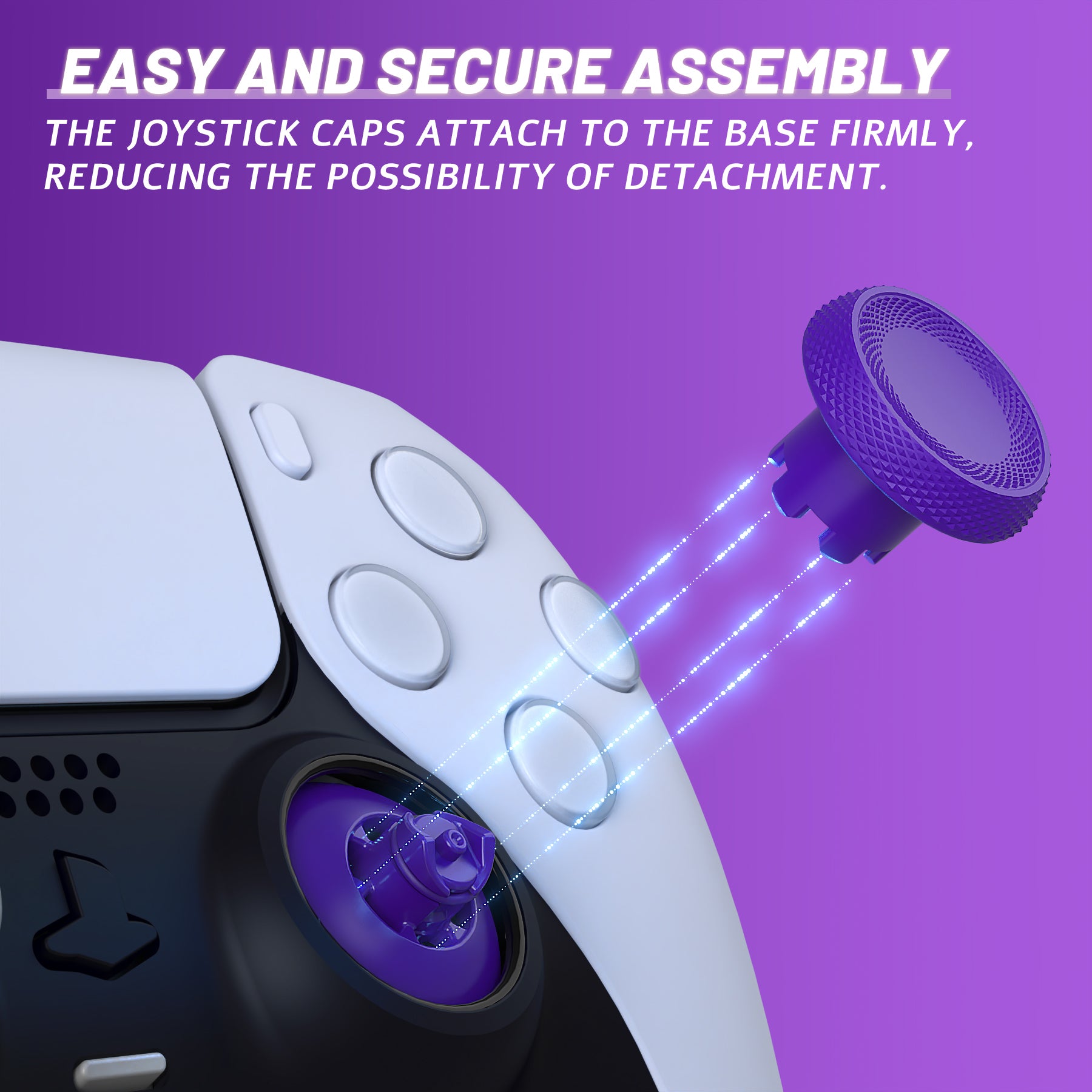 eXtremeRate ThumbsGear V3 Interchangeable Ergonomic Thumbsticks for PS5 Controller - Replacement Analog Joysticks for PS4 Controller with 4 Height Adjustable Convex & Concave Grip - Purple (NNFPFM005) - Perfect for FPS Gaming & Long Play Sessions