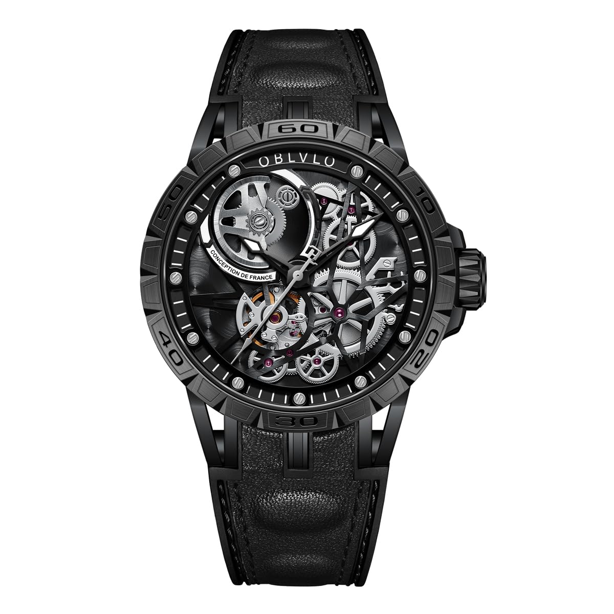 Top Luxury Designer Automatic Skeleton Dial Steel Watch - Genuine Leather Strap for Men, Perfect for Business, Formal Events & Everyday Wear