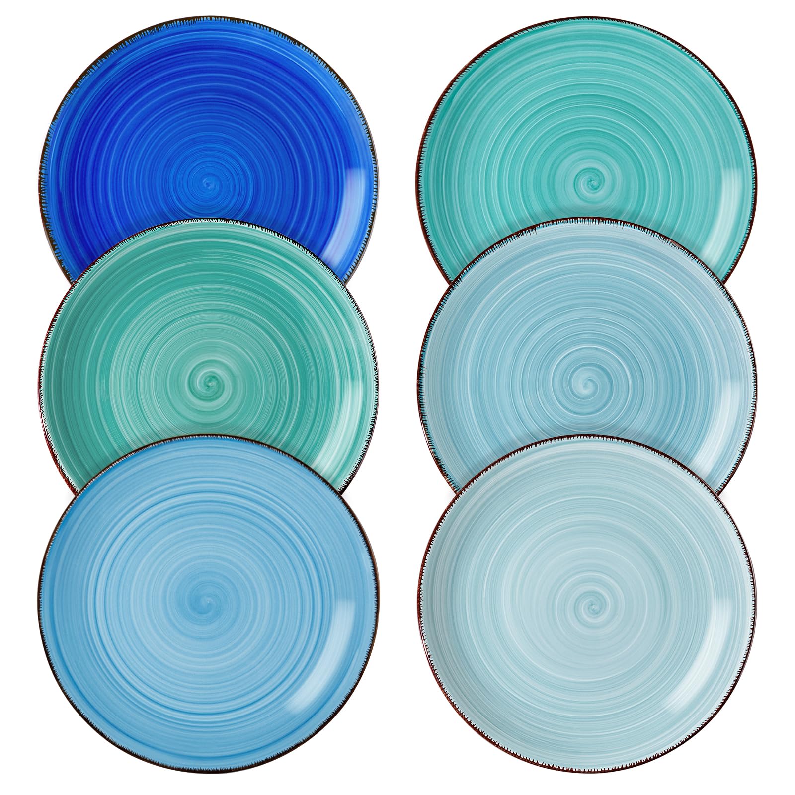 Vancasso Bonita Blue Salad Plates Set of 6 - 7.5 Inch Ceramic Dinner Plates, Dishwasher & Microwave Safe - Perfect for Family Dinners, Parties & Restaurant Use