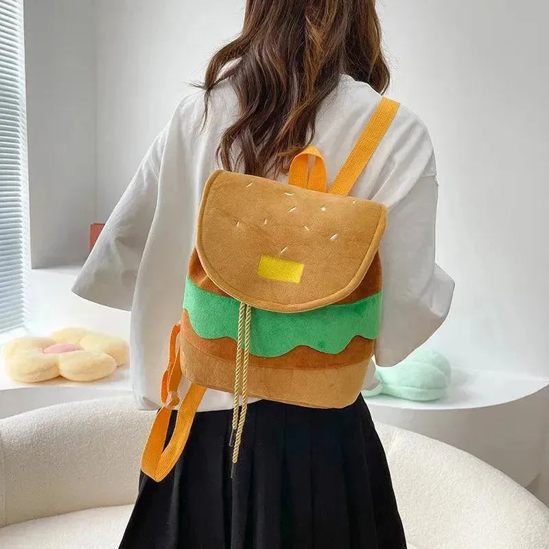 Hamburger Shaped Drawstring Backpack for Kids & Adults - Fun Fast Food Themed Gym Bag for School, Sports, and Travel Accessories
