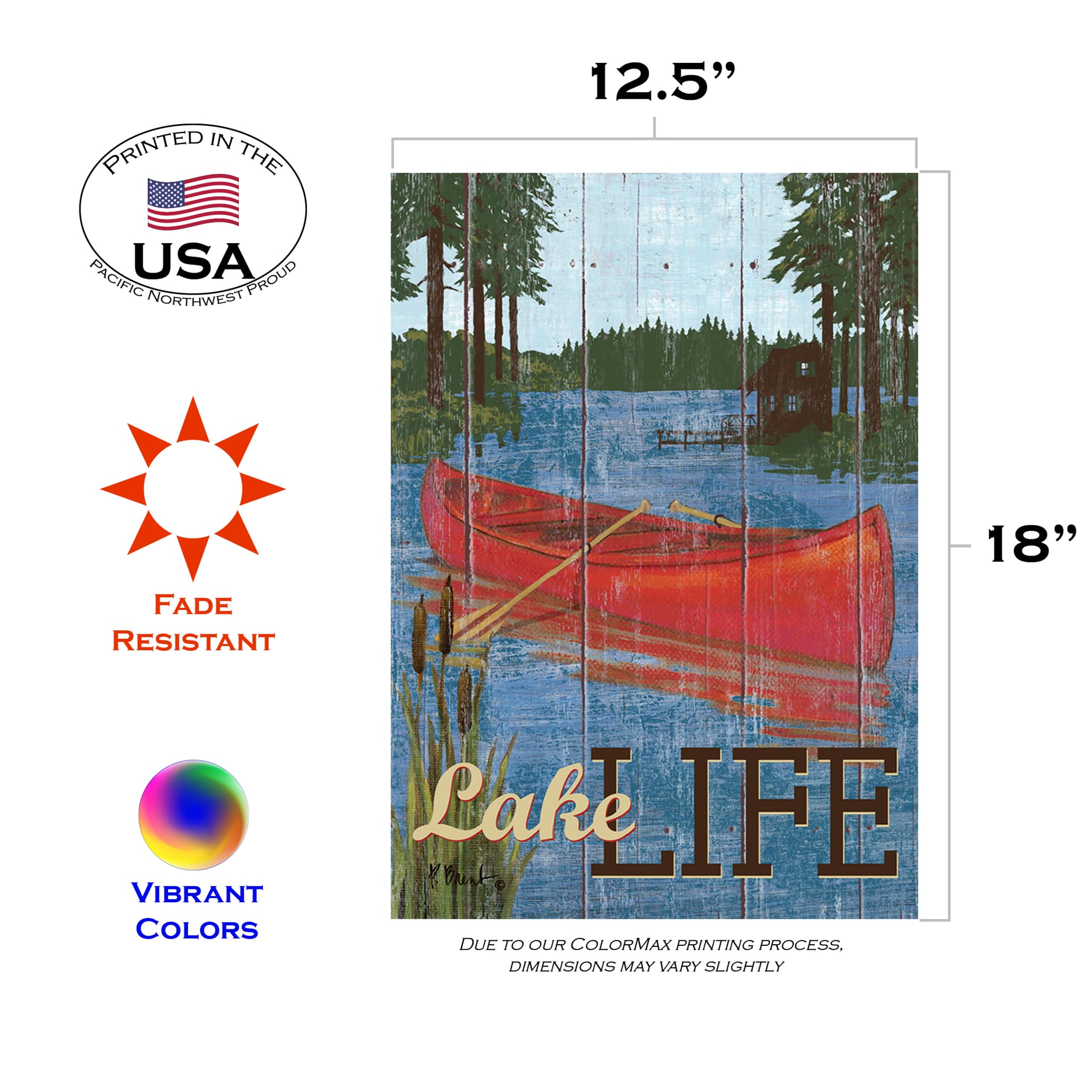 Rustic Lake Life Summer Garden Flag 12x18 Inch - Double Sided Outdoor House Canoe Yard Decoration | Perfect for Porch, Patio, and Seasonal Home Decor