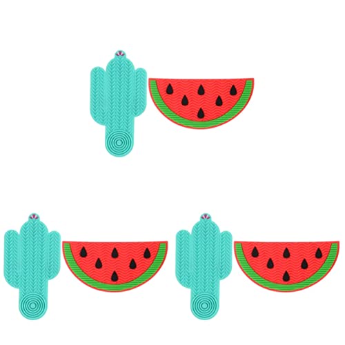 FRCOLOR 6-Piece Makeup Brush Cleaning Kit - Silicone Brush Scrubber, Cleaner Pad & Mat for Cosmetics Tools - Cute Watermelon Design (Perfect for Home, Salon & Travel Makeup Brush Care)