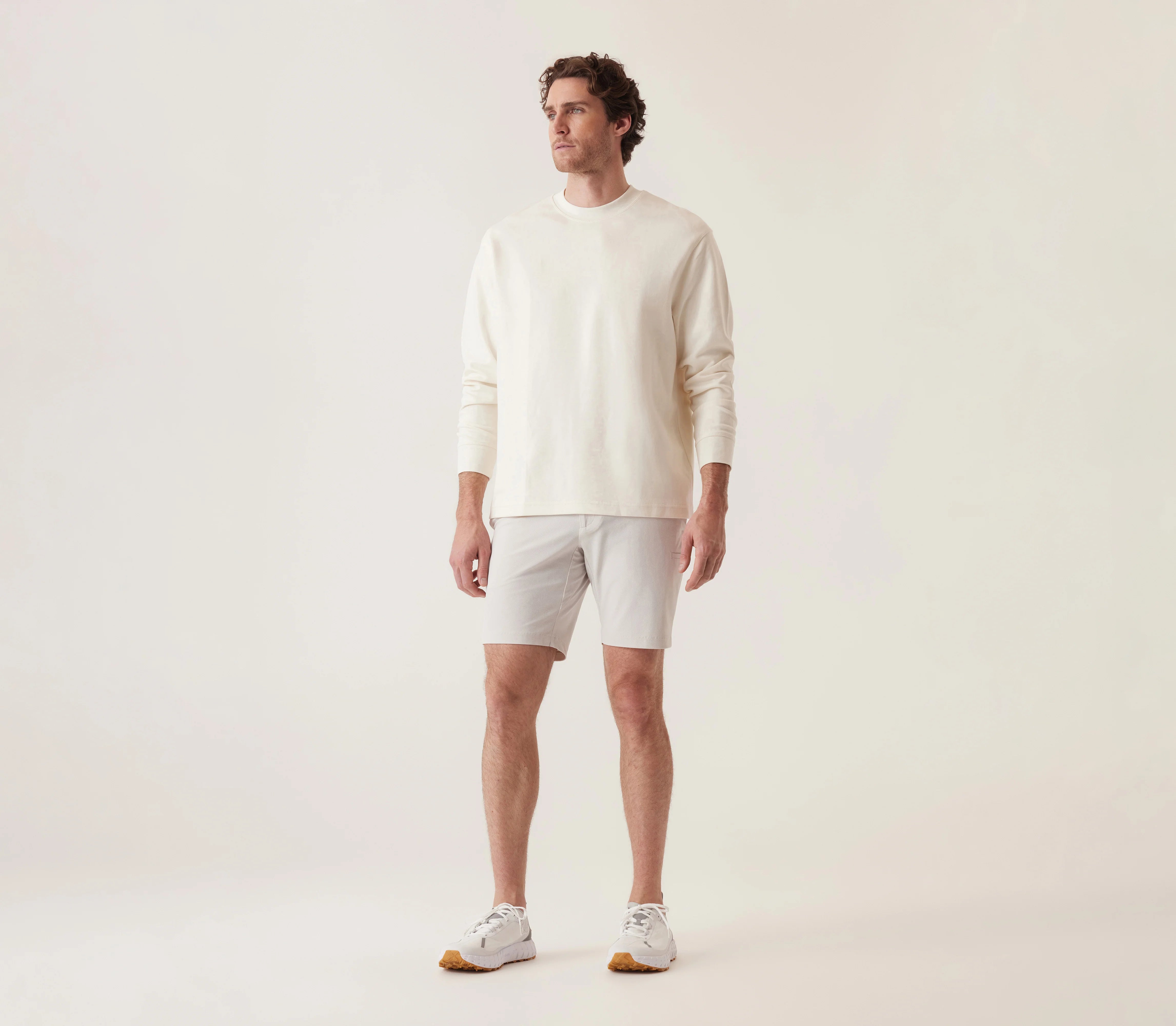 Men's Bermuda Shorts - Deke Momentumn Mobile Pulse Pique Warp Knit - Frost Gray - Comfortable & Stylish Casual Wear for Summer, Beach, and Outdoor Activities