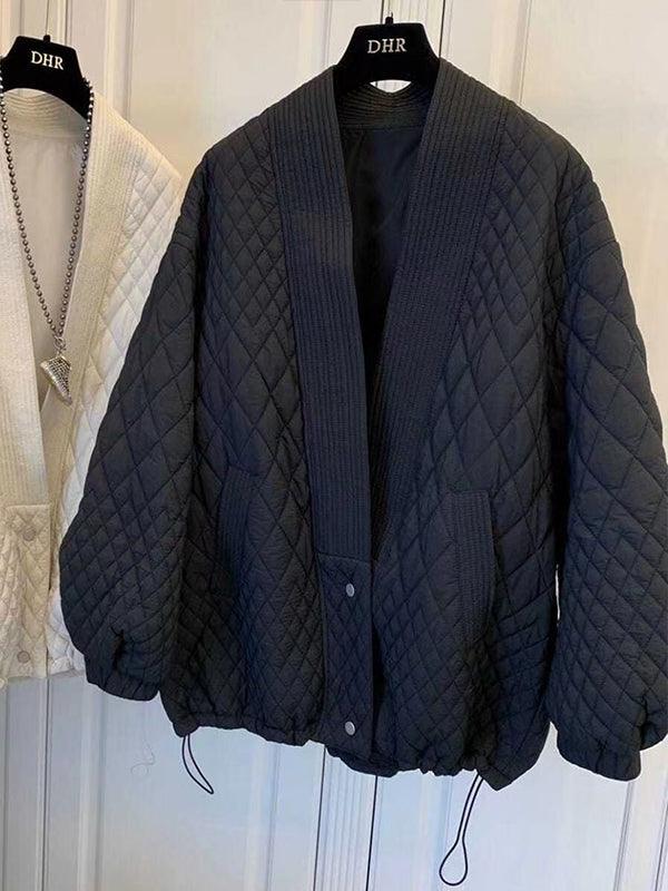 Lovevop Classic Retro Diamond Padded Jacket - Vintage Style Women's Outerwear for Fall & Winter | Perfect for Casual Outings, Date Nights & Holiday Parties
