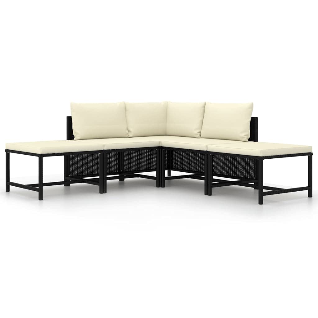 5-Piece Outdoor Garden Sofa Set with Removable Cushions & 2 Footrests - PE Rattan Wicker Sectional Conversation Set for Patio, Backyard, Poolside & Outdoor Lounge Areas