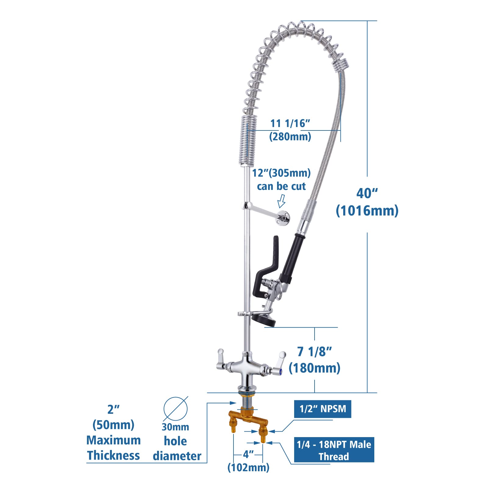 Commercial Faucet with Sprayer - 40