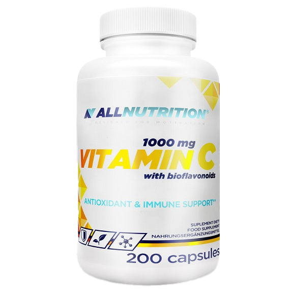 Allnutrition Vitamin C with Bioflavonoids 1000mg - 200 Capsules | Immune Support & Antioxidant Boost | Daily Supplement for Adults & Kids | Supports Skin Health & Collagen Production