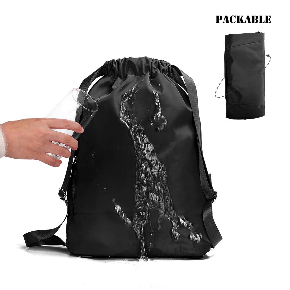 ZOORON Waterproof Drawstring Gym Backpack for Men & Women - Lightweight Sports Sack with Adjustable Straps, Perfect for Gym, Travel & Outdoor Activities | Durable Mini Daypack for Workout, Running & Hiking